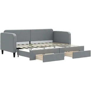 vidaXL Tagesbett Ausziehbar mit Schubladen Hellgrau 80x200 cm Stoff - Grau