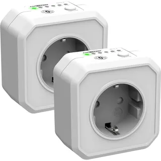 Ansmann Timer Steckdose, Schaltbare Energiespar-Steckdose mit Countdown Timer für Bügeleisen, Kaffeemaschine, Waschmaschine usw. (Zeitintervall per Schalter wählbar) - 2 Stück ,Aes1 - Weiß