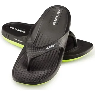 Aqua Speed Zehentrenner Badelatschen Damen | Schwarze Badesandalen für Frauen | Duschen Zehensandalen | Shower Sandals | Badeschuhe | Baden | Sauna | Schwimmbad | Gr. 38, Schwarz | Alcano