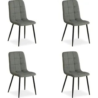 Homestyle4u Polsterstühle 4er Set Stuhl Grau Esszimmerstühle Polstersessel Sessel Küchenstühle - Grau