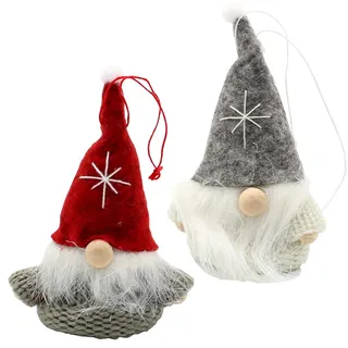 4er Set Filz- / Strick Gnom/Wichtel als Baumbehang/Anhänger Größe je Wichtel ca. 5 x 5 x 10,5 cm.