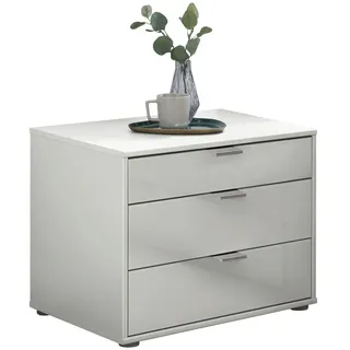 Dieter Knoll Nachtkästchen , Weiß , Glas, Holzwerkstoff , 3 Schublade(n) Schubladen , 60x48x43 cm , ISO 9001, Made in Germany , Typenauswahl, Soft-Close-System , Schlafzimmer, Nachtkästchen