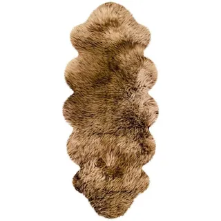 Heitmann-Felle Doppel-Lammfell Fellteppich 62 x 175 cm Braun