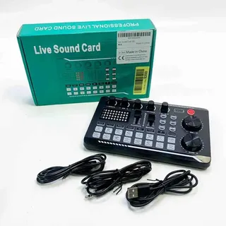 Allwin Live-Soundkarte und Audio-Interface mit DJ-Mixer-Effekten und Sprach-Wechsler, F998 Bluetooth Stereo Audio Mixer, für Live YouTube Streaming, PC, Aufnahmestudio und Gaming
