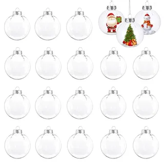 HIQE-FL 24 Stück Befüllbare Weihnachtskugeln,Weihnachtskugeln Baumschmuck | 6cm Durchsichtige Christbaumkugeln,Weihnachtsbaumkugeln Plastik,Christbaumschmuck,Christmas Decoration Kugeln