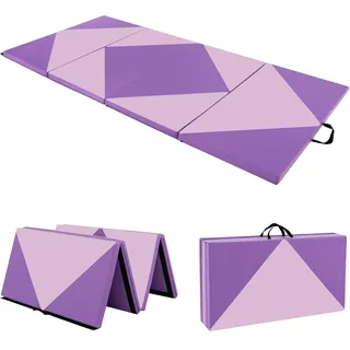 Costway FANTASK Gymnastikmatte Fitnessmatte, Yogamatte Turnmatte klappbar, 240 x 120cm Lila