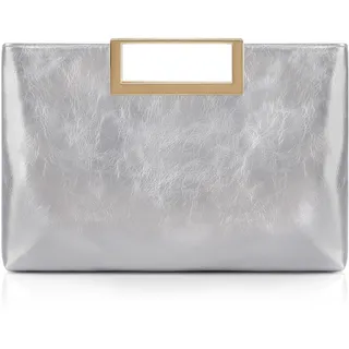 Milisente Damen Clutch Handtasche Schultertasche Elegant Abendtasche mit Handle Crossbodytasche Für Hochzeit (Silber)