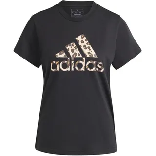 Adidas Damen Animal Print Graphic Tee T-Shirt, Black, XS