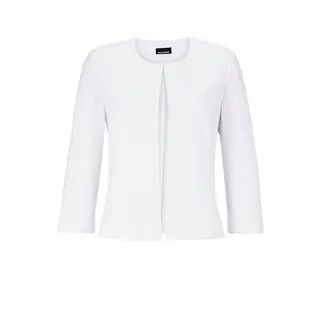 Jackenblazer GOLDNER "Eleganter Jersey-Kurzblazer", Damen, Gr. 50, grün (weiß), Obermaterial: 95% Polyester PES. 5% Elasthan EL., Modisch, Gerade, Blazer Jackenblazer, leicht strukturierte, bequeme Jerseyware