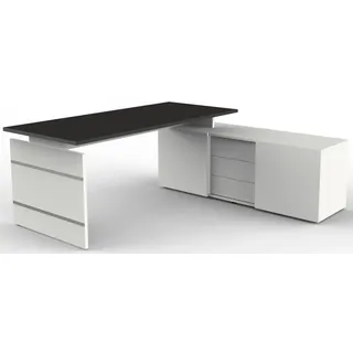 Komplettarbeitsplatz Form 4 mit Schreibtisch und Sideboard anthrazit - Weiß