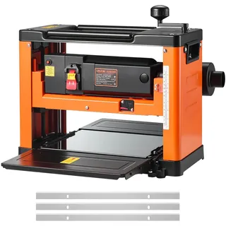 Vevor Dickenhobel, Dreiblatt, 330 mm breiter Arbeitstisch, Hobelmaschine, 2000 W, Hobel 23500 U/min, Doppelrollen, Überrollschutz, Holzbearbeitung mit Einzelgeschwindigkeit, für Hart- & Weichholz