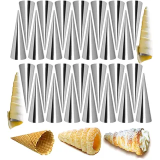 WishesMar 30 Stück Edelstahl Schillerlockenform Klein Schaumrollenformen Antihaft Cannoli Formen Set Cream Horn Molds Kuchen Gebäck Spirale Backformen Backzubehör - Länge 8.6cm