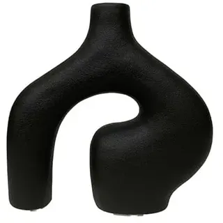 DRW Abstrakte Keramikvase, Schwarz, 23 x 23 x 7 cm