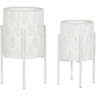 DKD Home Decor Blumentopf-Set, weiß, Estándar