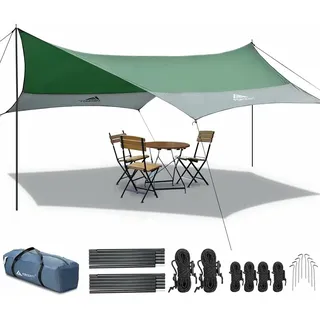 Forceatt Zeltplane, 3,7 * 4,3 m Tarp Ultraleicht mit 6 Umreifungspunkten, Tarp Wasserdicht Kann mit Zelt und Hängematte in Camping, Wandern und Andere Aktivitäten im Freien.