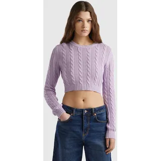 United Colors of Benetton Rundhalspullover, cropped, lila