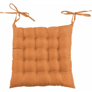 GALILEO Stuhlkissen mit Bindebändern 40x40 cm Leinenoptik orange Sibilla