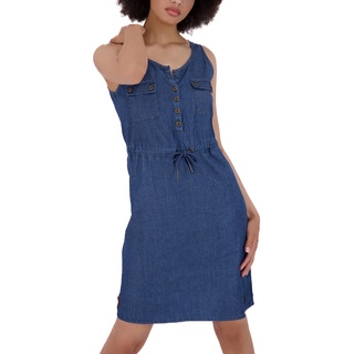 ALIFE and Kickin DorisAK DNM Dress – Damen Freizeitkleid – Leicht & Bequem für Alltag & Sommer – Kurzes Kleid für Freizeit, Urlaub & Stadtbummel Dark Denim XL