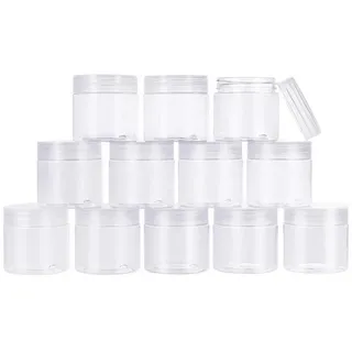 BENECREAT 20 Pack 60ml PET Weithalskunststoffbehälter Slime Storage Favor Gläser mit klarem Deckel und auslaufsicherer Dichtung für kosmetische Creme Slime Light Clay