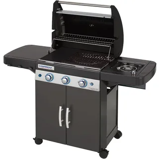 Campingaz Gasgrill 3 Series Classic EXSE, BBQ Grill mit 3 Edelstahl-Brennern und Seitenkocher, Standgrill mit Deckel und Thermometer, InstaClean Reinigungssystem und Culinary Modular System