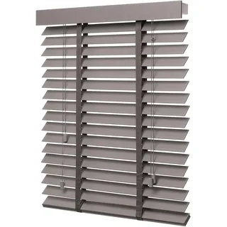 Ventanara® Holzjalousie 50mm Holz Jalousie Matt Jalousette Echtholz (100 x 180 cm, Taupe)