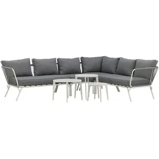 Gardenson Dining-Loungeset , Grau, Weiß , Metall, Textil , Füllung: Schaumstoff,Schaumstoff , L-Form , wetterbeständig , Gartenmöbel, Gartengarnituren, Gartenmöbel-Sets