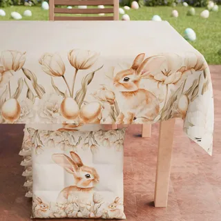 PETTI Artigiani Italiani - Tischdecke für Ostern, schmutzabweisend, rechteckig, für die Küche, Design Sweet Easter, X24 Plätze (140 x 450 cm), 100% Made in Italy