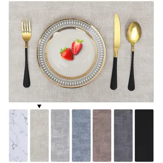 Homaxy Tischsets Abwaschbar 6er Set, Wasserdicht Tischset, Platzsets Abwischbar Doppelseitigen, Platzset Leder, rutschfest Platzdeckchen, Schön Tischuntersetzer, Beige