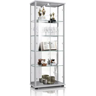 K-Möbel Vitrinenschrank 67 x 176 x 33 cm Silber