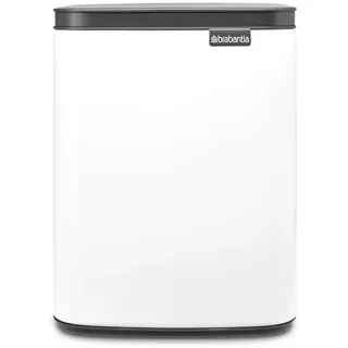 Brabantia - Bo Abfalleimer 7L - Kleiner & stilvoller Abfalleimer - Leicht zu öffnender und sanft schließender Deckel - Hygienisch & platzsparend - Wandmontage - für Bad, Toilette, Home Office - Weiß