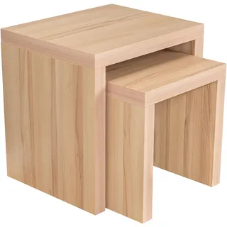2 Satztisch Kernbuche Couchtisch fest verleimt - Braun