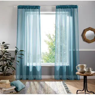 Gardine OTTO HOME "Ari" Gr. 4, blau (petrol), B:140cm H:245cm, Voile, Polyester, Gardinen, Gardine, Bestseller mit 4,5-Sterne-Bewertung, Topseller