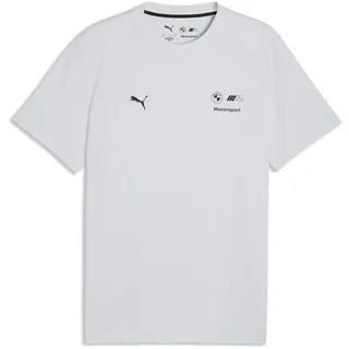 T-Shirt PUMA "BMW MMS ESS LOGO TEE", Herren, Gr. M, silber mist, Jersey, Obermaterial: 100% Baumwolle, unifarben, regular fit normal, Rundhals, Shirts T-Shirt, Regular Fit, Kurzarm, Rundhalsausschnitt, für Motorsport-Fans