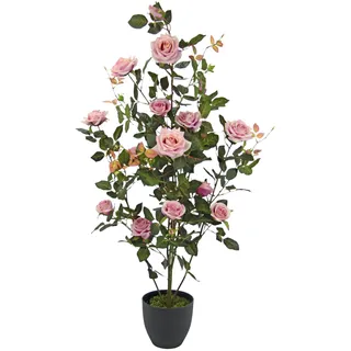 I.GE.A. Rosenbusch im Topf Rosen Rosenstock Rosenbäumchen Kunstrosen Kunstpflanzen Rosenstrauch Deko Hochzeit, Rosa