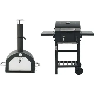 3-in-1 Outdoor-Pizzaofen & Grill Schwarz - Schwarz