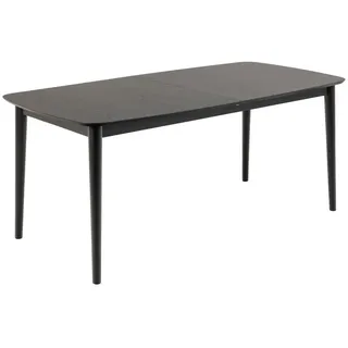 Mid.you Esstisch , Schwarz , Holz, Holzwerkstoff , Eiche,Kautschukholz , furniert,massiv , rechteckig , rund , 90x75x180-219 cm , ausziehbar , Holzmöbel, Holztische, Esstische Holz, Esstische furniert