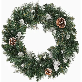 Bambelaa! Künstlicher Weihnachtskranz Adventskranz Tannenkranz Türkranz Dekokranz mit Tannenzapfen Deko Kranz für Advent und Winter Weihnachtsdekoration für Tür Wand und Tisch aus PVC 40 cm