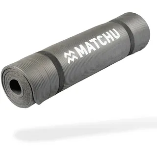 Matchu Sports Yogamatte 180x60x0.9 cm Rutschfest, Leicht, Grau, Gymnastikmatte, Fitnessmatte, Pilatesmatte, Sportmatte, Yoga Matte, Trainingmatte - Grau