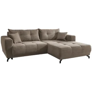 Mid.you Ecksofa , Graubraun , Metall , Füllung: Schaumstoff,Schaumstoff,Schaumstoff , Ottomane rechts, L-Form , 246x177 cm , seitenverkehrt erhältlich, Rücken echt, Armteil links, Armteil rechts, elektrischer Sitzvorzug , Wohnzimmer, Sofas & Couches, Wohnlandschaften, Ecksofas
