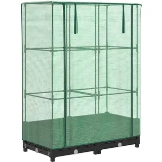 Hochbeet mit Gewächshaus-Aufsatz Rattan-Optik Schwarz 80 x 123 x 40 cm