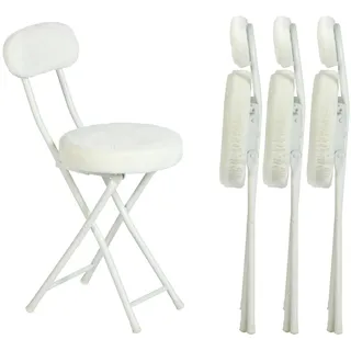 MEUBLE COSY Klappstuhl Kunstfell Weiß 4er Set
