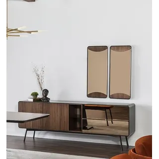 Sideboard Kommode Anrichte Spiegel Holz Modern Braun Set Garnitur