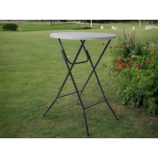 Stabiler Stehtisch zum Klappen, runder Partytisch Ø80cm - Biertisch Gartentisch - Weiß