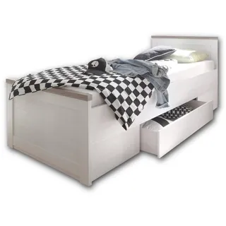 Begabino Jugendbett mit Bettkasten 90 x 200 cm Pinie weiß trüffel