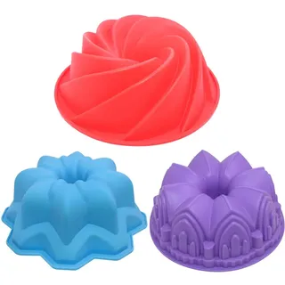 AIFUDA Silikon Backformen, groß, Wirbel-Design, Kuchenform und Doppelblumen, für Geburtstagsparty, 3 Stück