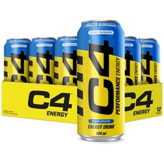 C4 Energy Drink - Zuckerfreier Energydrink mit Koffein - Erfrischungsgetränk mit Kohlensäure - Erfrischende Fruchtexplosion - 12er-Pack