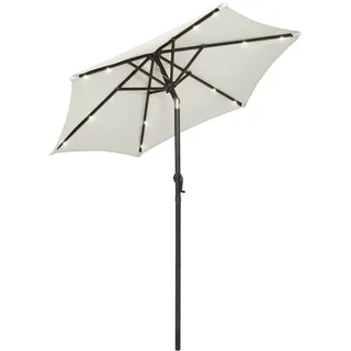 vidaXL Sonnenschirm mit LED-Beleuchtung Sandweiß 200x211 cm Alu - Grau