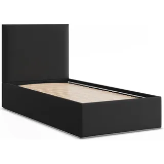 Gepolstertes Bett mit Kopfteil 90x200 cm, Schwarz - Schwarz