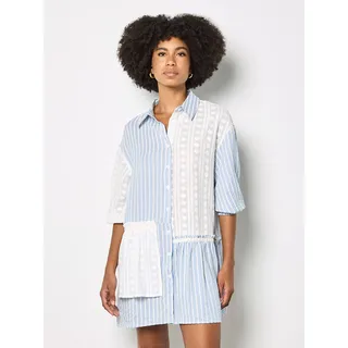 Minikleid APRICOT "Minikleid mit", Damen, Gr. S (36), N-Gr, blau, gewebt, Obermaterial: 53% Viskose CV. 47% Polyester PES., Puffärmel Elastisch, Kleider Minikleid, mit Strukturmuster