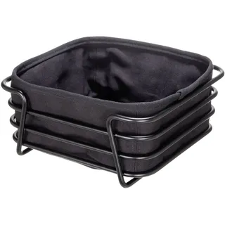 Schöner Wohnen Brotkorb "KENDRA", schwarz, B:21cm H:9cm, SCHÖNER WOHNEN-KOLLEKTION, Lebensmittelaufbewahrungsbehälter, Brotkorb, Brötchenkorb mit Gestell aus Eisen und Baumwolleinsatz